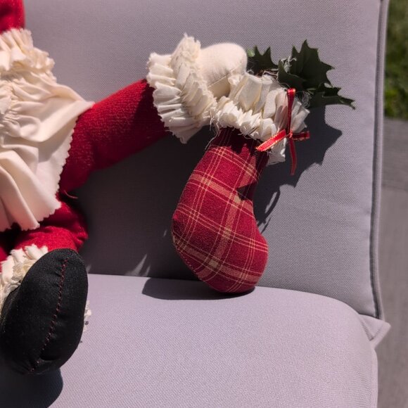 Vintage Handmade Santa Doll With Stocking Christmas Holiday - Picture 3 of 4